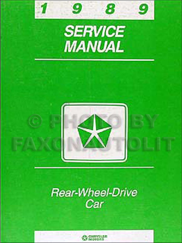 1989 RWD Car Repair Manual Original Fifth Avenue. Diplomat Gran Fury