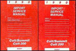 1990 Colt, 200, & Summit Shop Manual Original 2 Volume Set