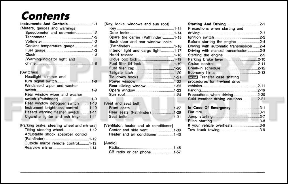 1990 Nissan pathfinder user manual #6