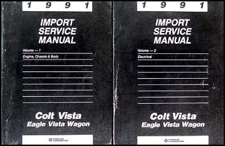 1991 Colt Vista & Eagle Vista Wagon Shop Manual Original 2 Volume Set 