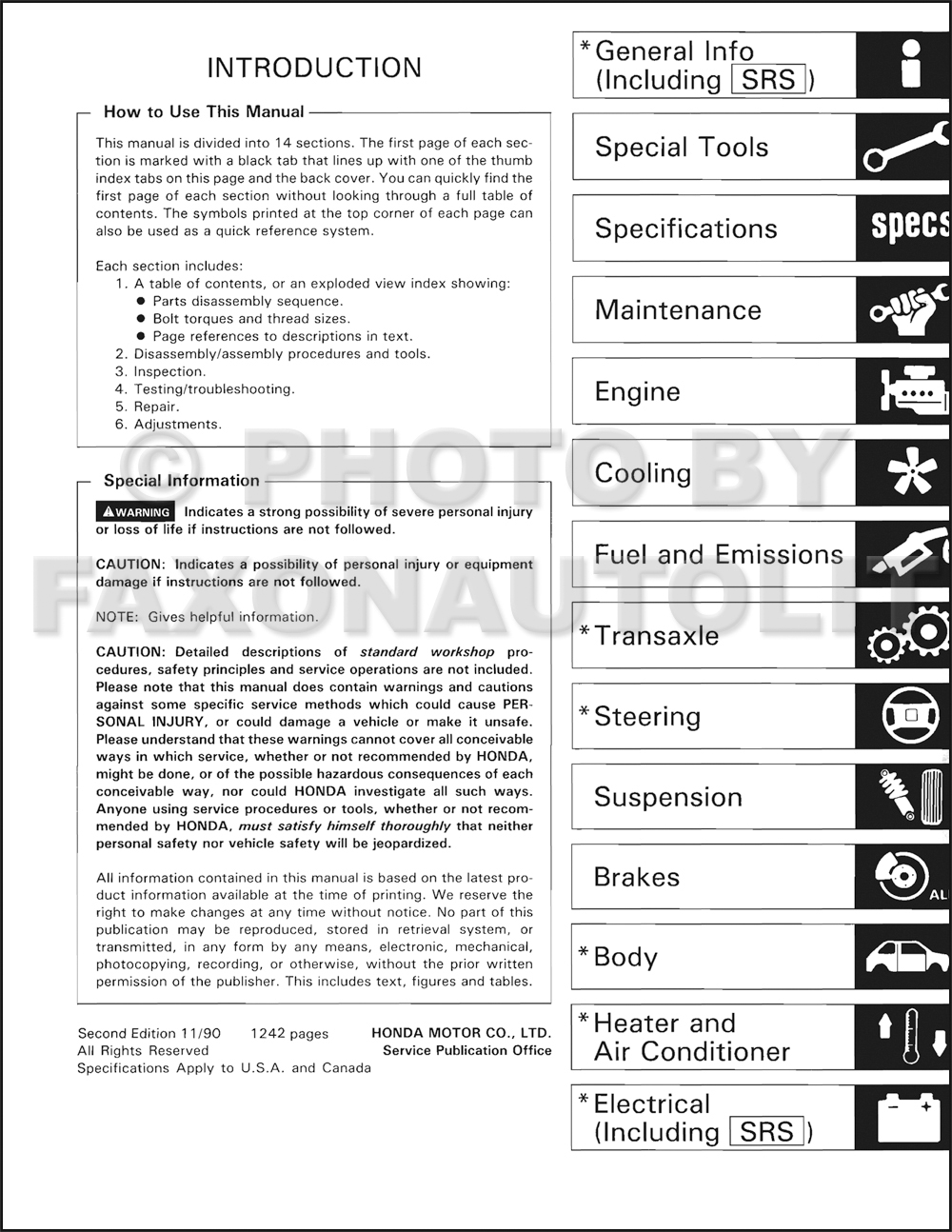 1991 Honda accord factory service manual
