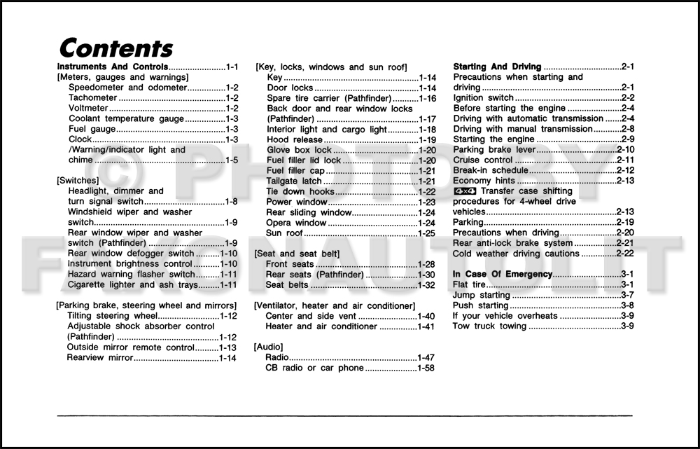 1991 Nissan pathfinder owners manual #10