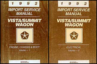 1992 Colt Vista & Summit Wagon Shop Manual Original 2 Volume Set 