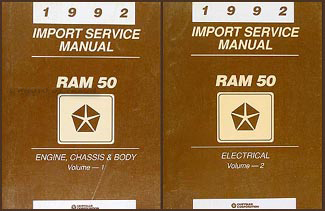 1992 Dodge Ram 50 Truck Shop Manual Original 2 Volume Set 