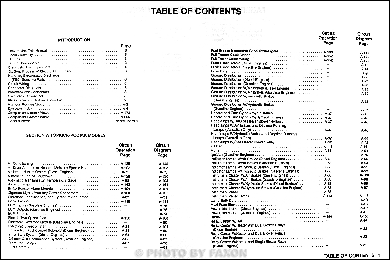 1992 Chevy Kodiak GMC Topkick Wiring Diagram Manual 92 C6000 C7000 C60