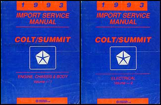 1993 Colt and Summit Shop Manual Original 2 Volume Set 