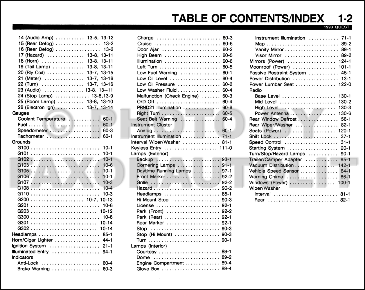1993 Nissan quest owners manual #9