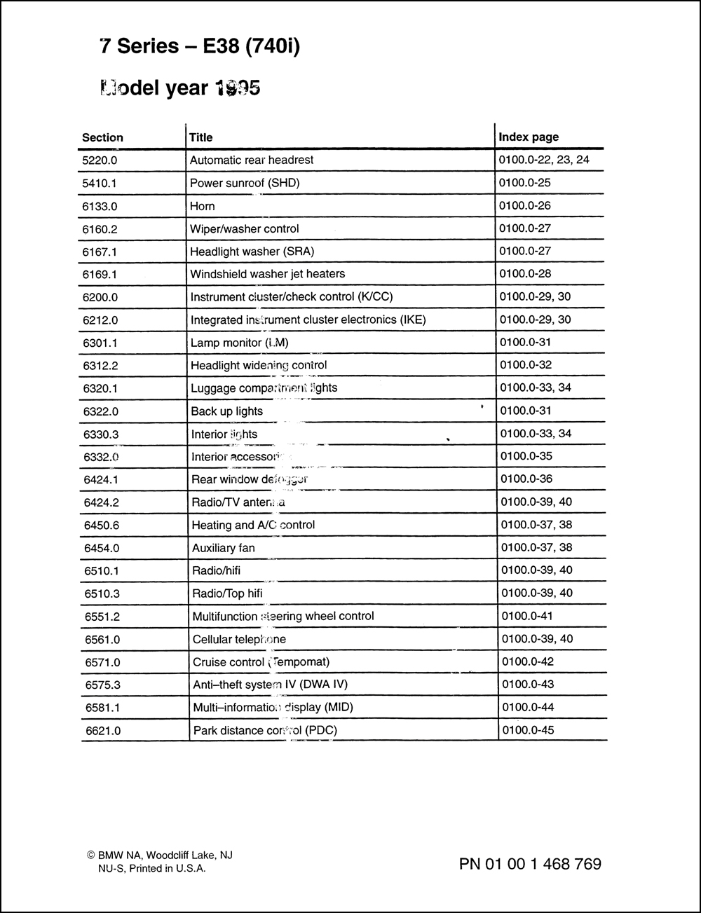 1995 BMW 740i Electrical Troubleshooting Manual E38