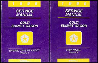 1996 Colt & Summit Wagon Shop Manual Original 2 Volume Set 