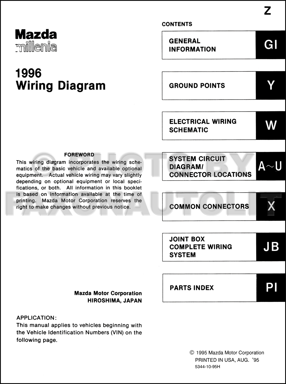 1996 mazda millenia wiring diagram manual original 1996MazdaMilleniaOWD TOC 1996 mazda millenia wiring diagram manual original,1996 Mazda Millenia Wiring Diagrams