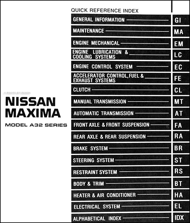 1996 Nissan maxima car service manual #6