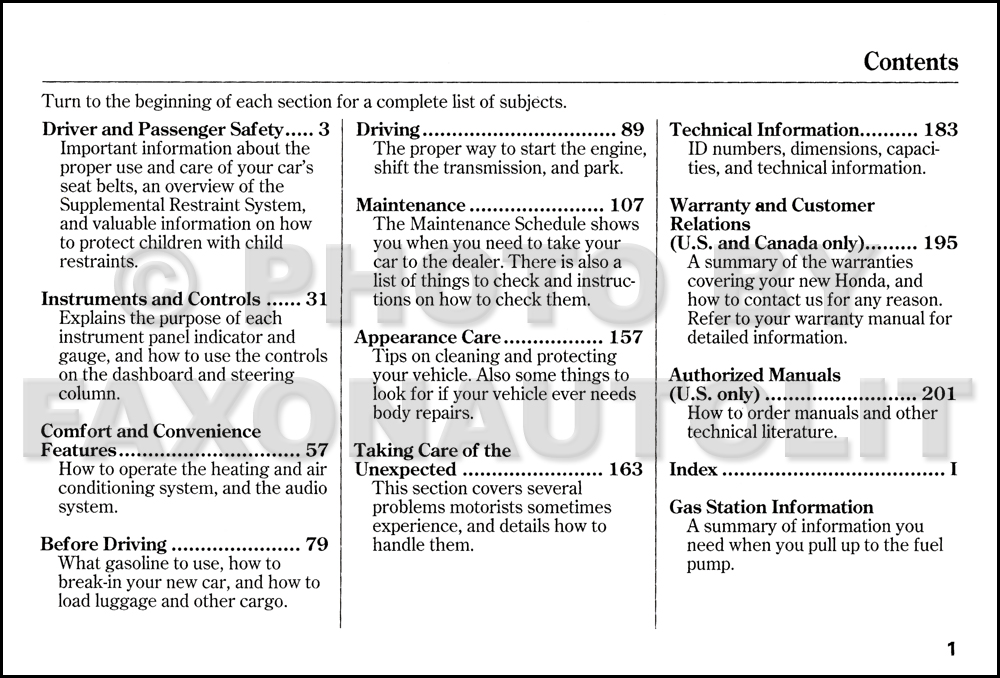 1997 Honda civic owners manual #6