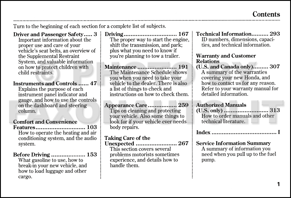 1998 Honda accord sedan owners manual #6