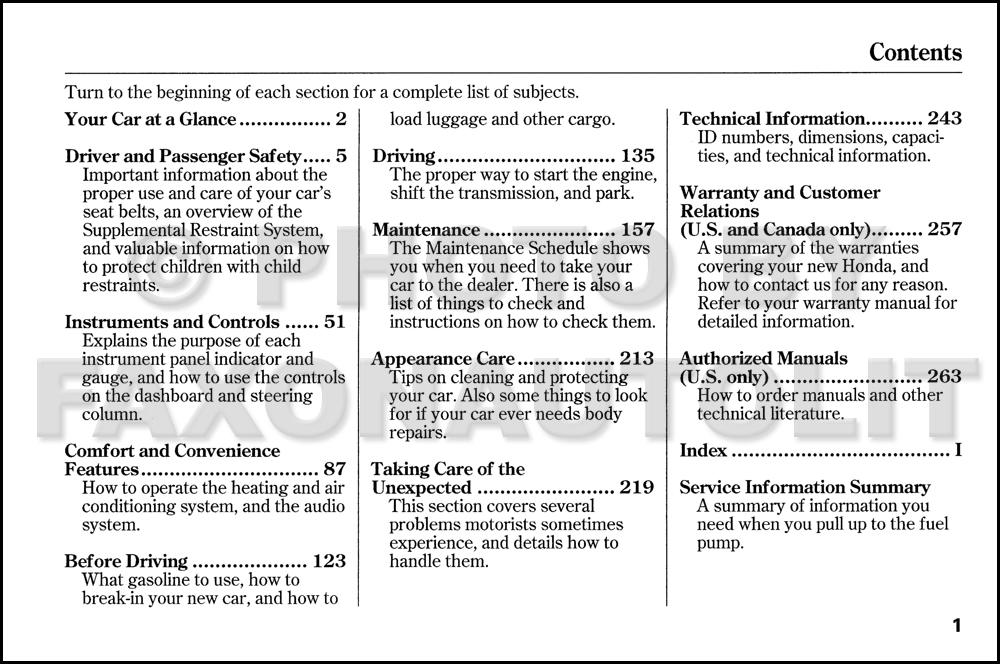 1999 Honda civic owners manual #3