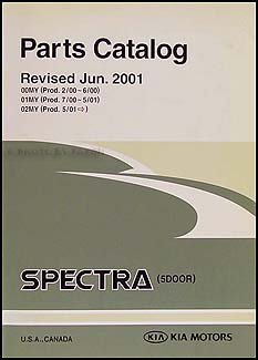 2000-2002 Kia Spectra Parts Book Original 