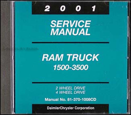 2001 Dodge Ram Truck CD-ROM Shop Manual Original 1500-3500