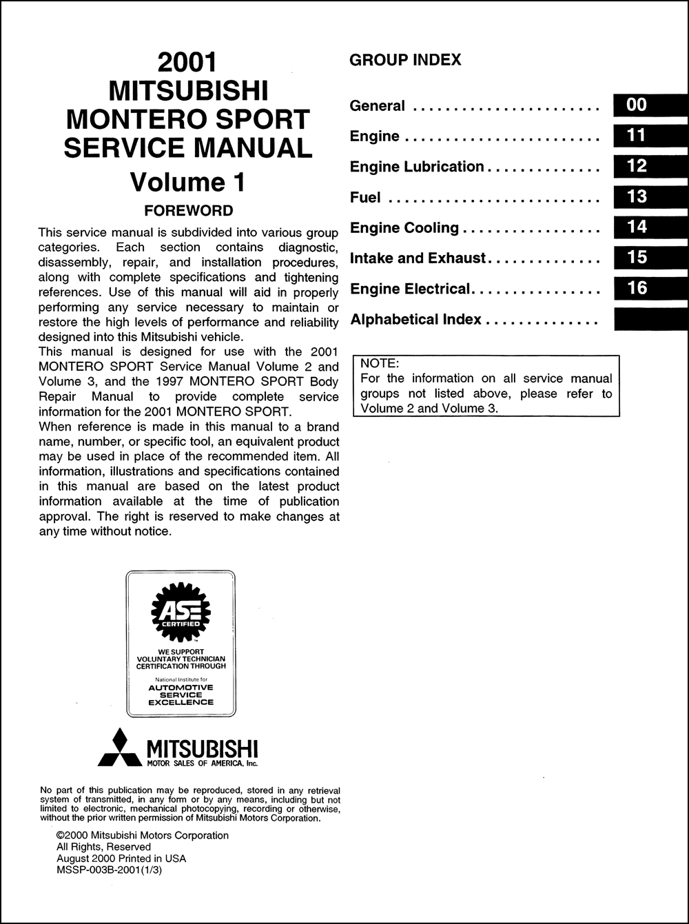 Mitsubishi Montero Parts Catalog