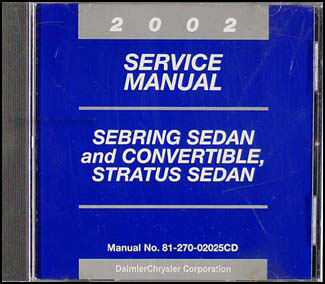 2002 CD Sebring & Stratus Sedan & Convertible Shop Manual Original 