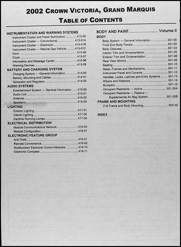 2002 Crown Victoria Grand Marquis Shop Manual Ford Mercury