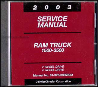 2003 Dodge Ram 1500-3500 Truck Shop Manual CD-ROM Original