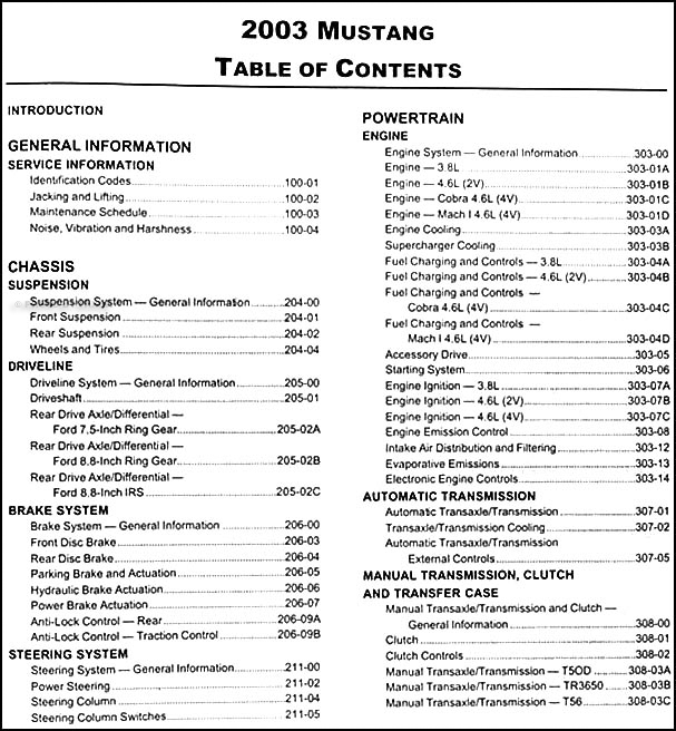 1998 ford mustang factory service manual
