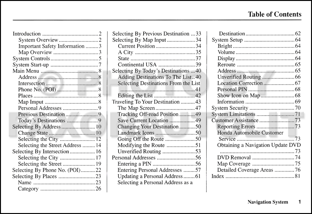 Honda pilot navigations system manual #5