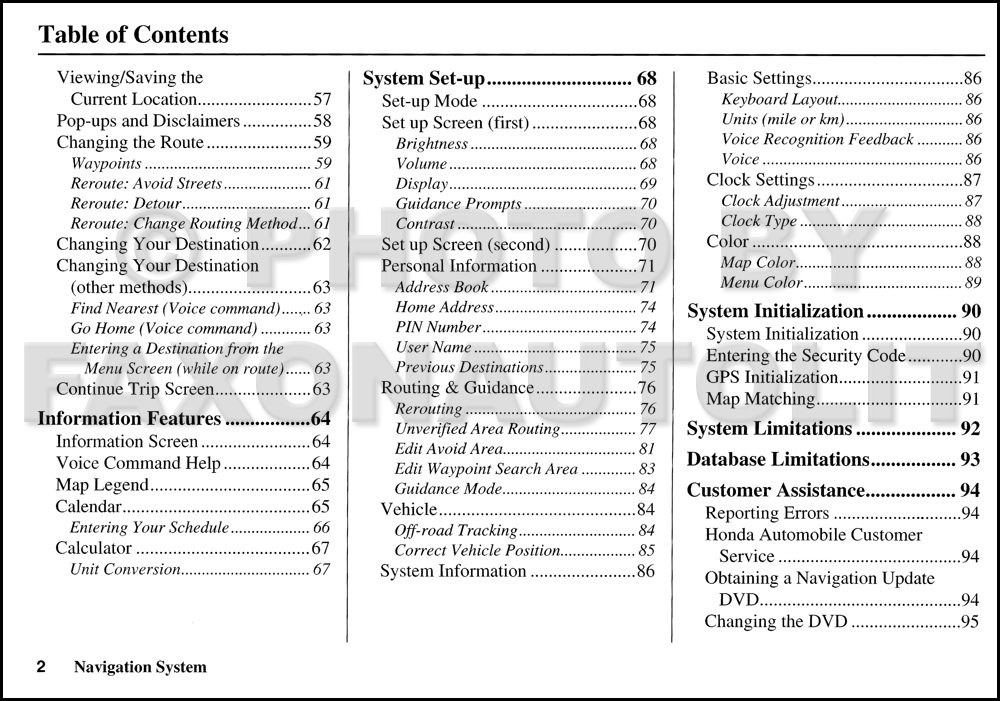 2006 Honda navigation system manual #5