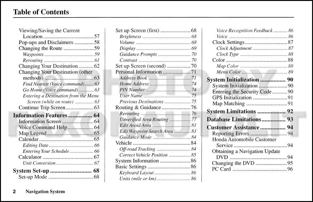 2006 Honda navigation system manual #6