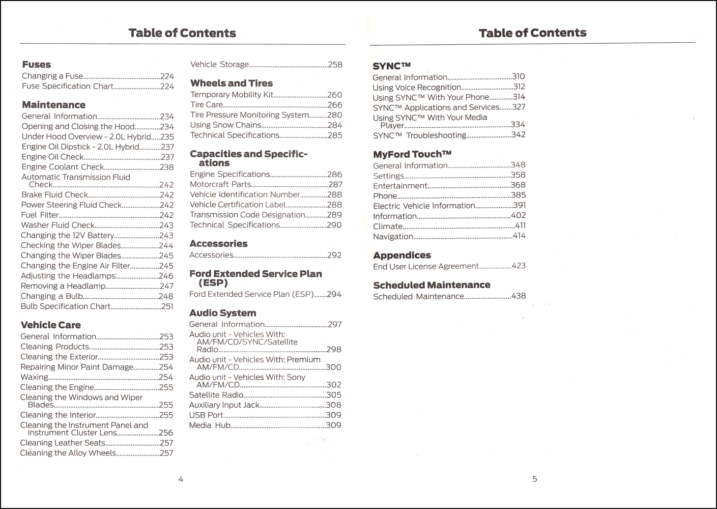 2013 Ford Fusion Hybrid/Energi Owner's Manual Original
