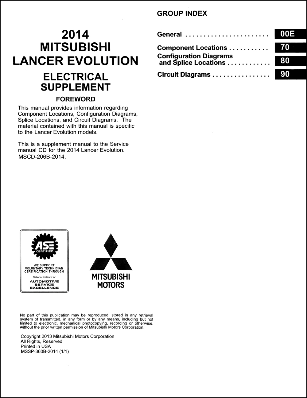 2014 Mitsubishi Lancer Evolution Wiring Diagram Manual