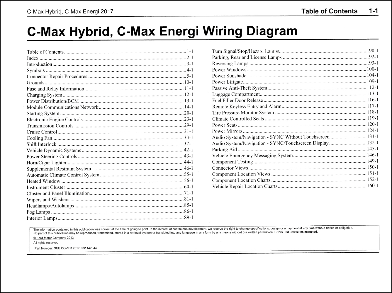 2017 Ford C-Max Wiring Diagram Manual Original