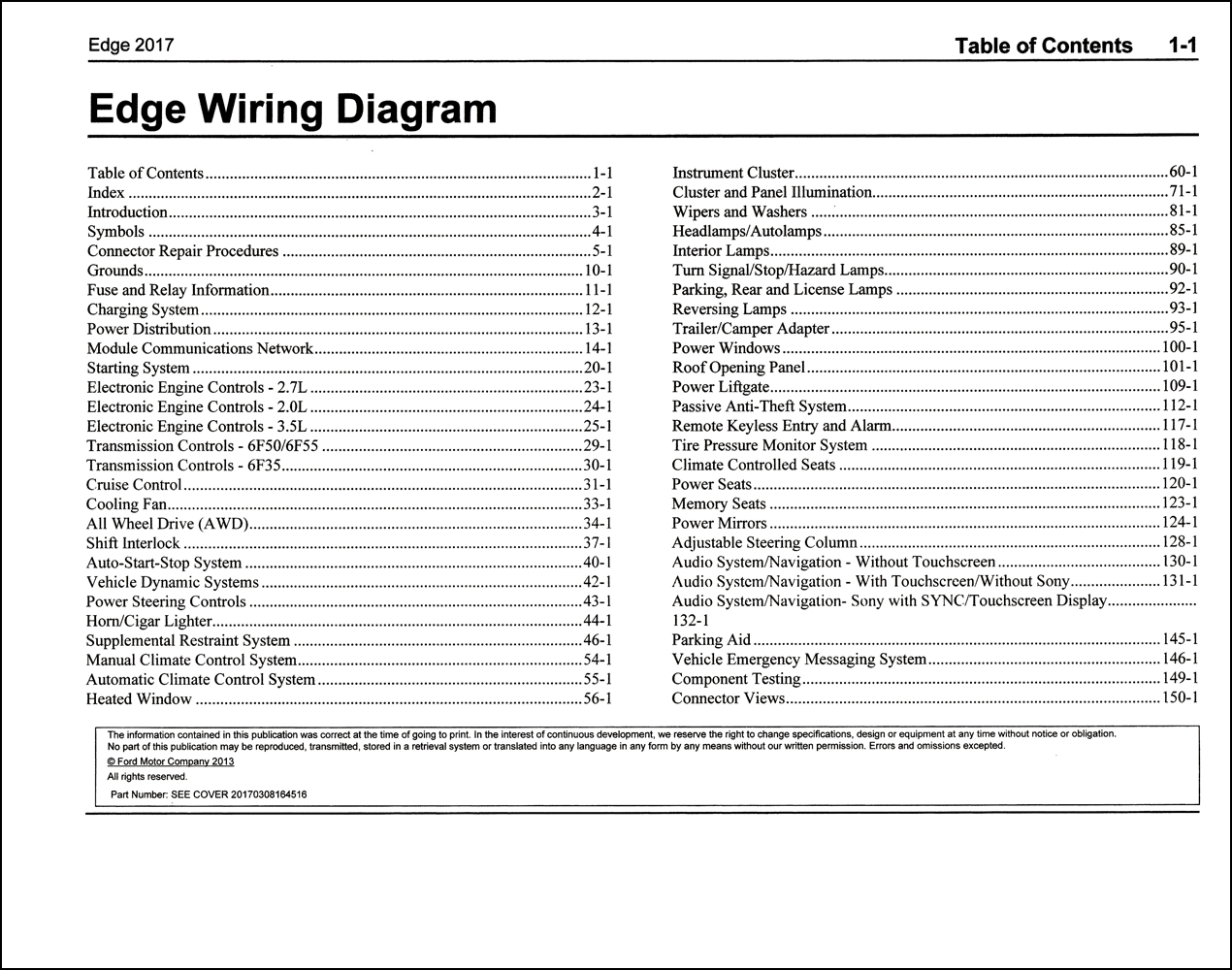 2017 Ford Edge Wiring Diagram Manual Original