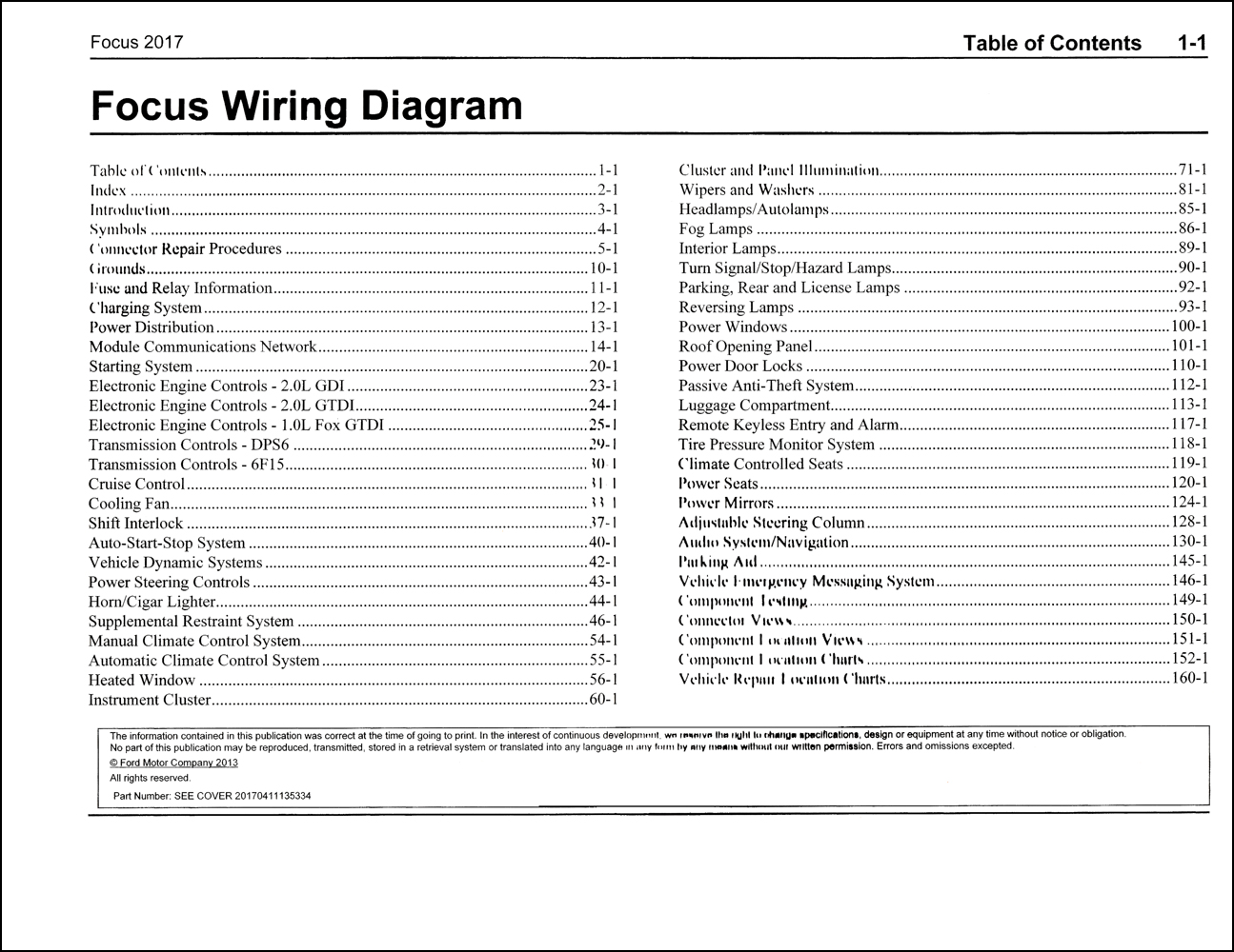 2017 Ford Focus Wiring Diagram Manual Original