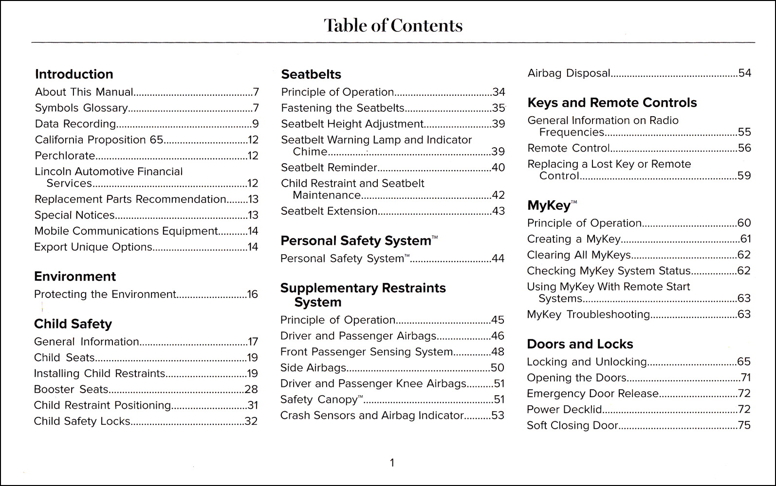 2017 Lincoln Continental Owner's Manual Original