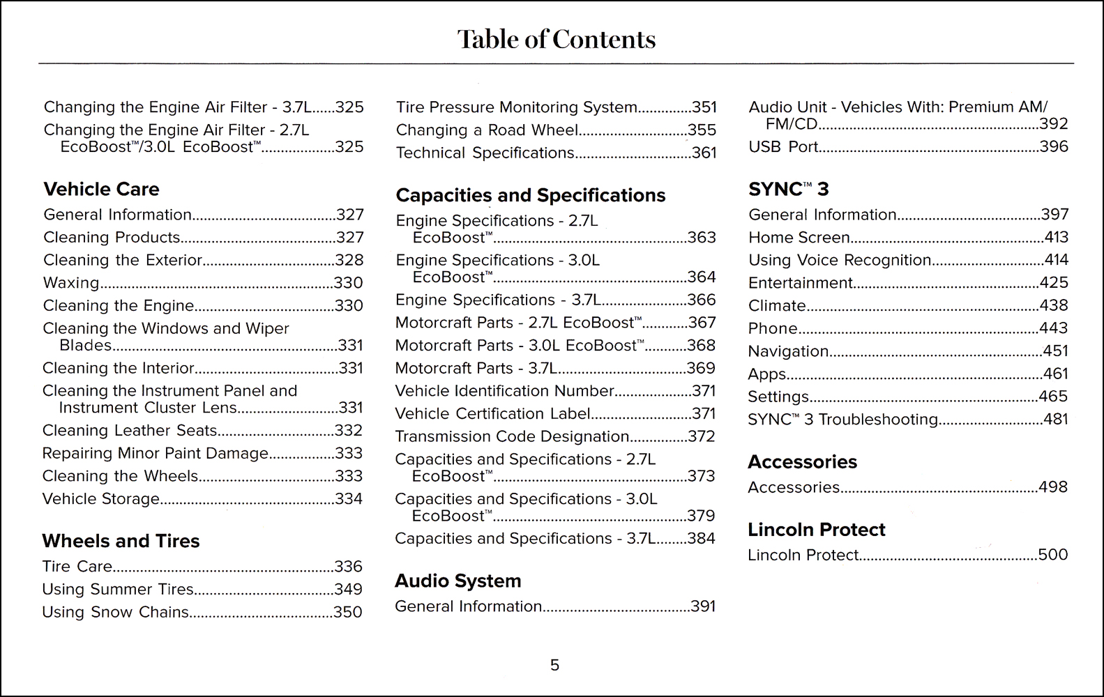 2017 Lincoln Continental Owner's Manual Original