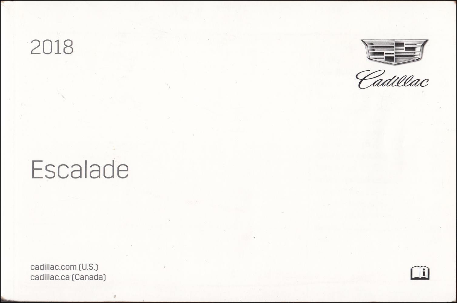 2018 Cadillac Escalade Owner's Manual Original