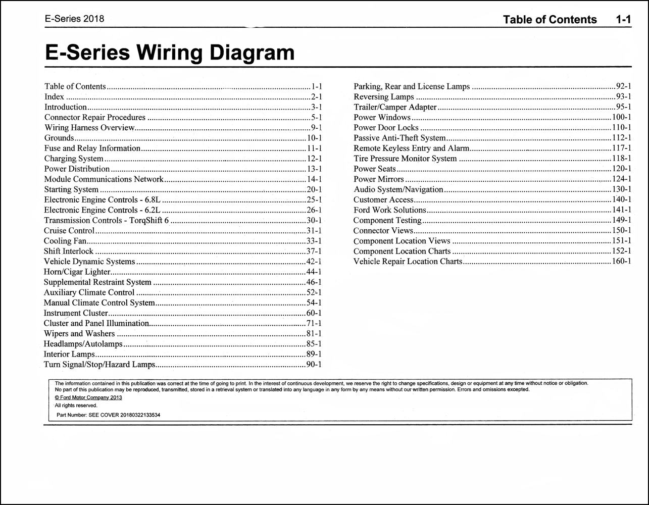 2018 Ford Econoline Wiring Diagram Manual Original Van E