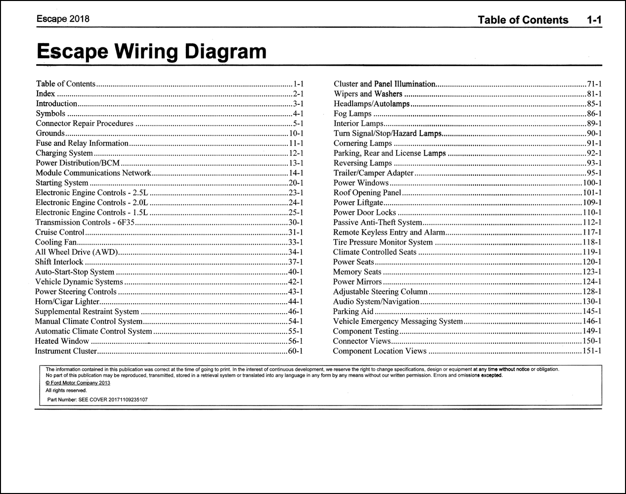 2018 Ford Escape Wiring Diagram Manual Original