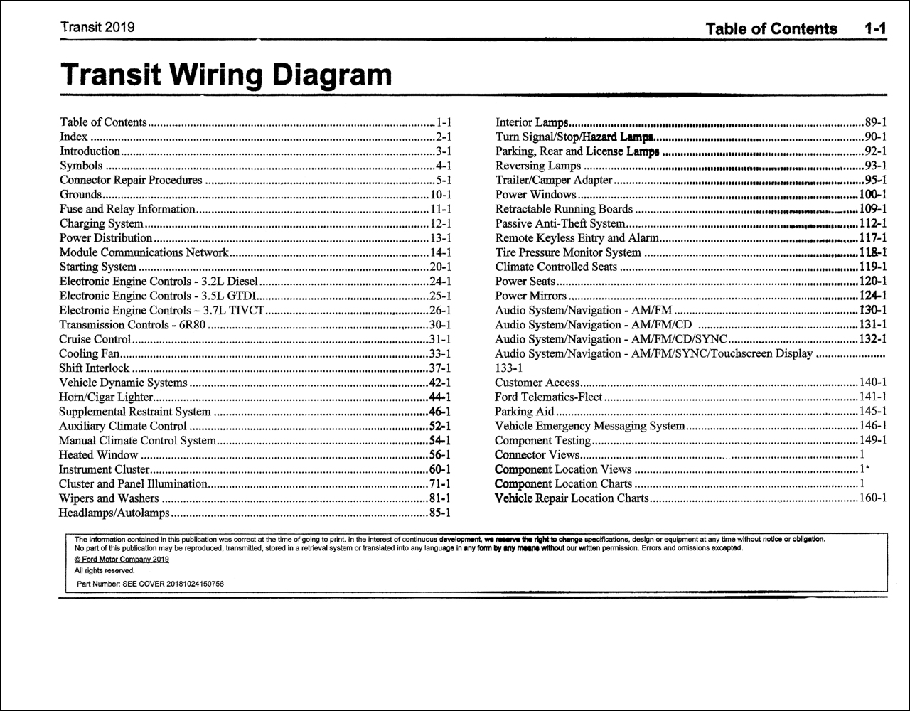 2018 Ford Transit Wiring Diagram Manual Original