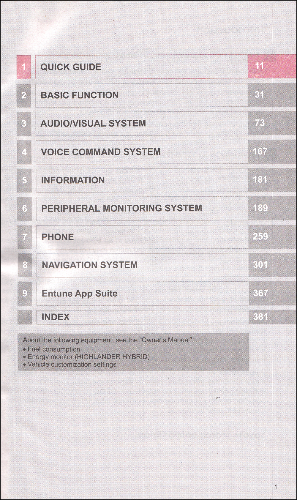 2018 Toyota Highlander Navigation System Owners Manual Original