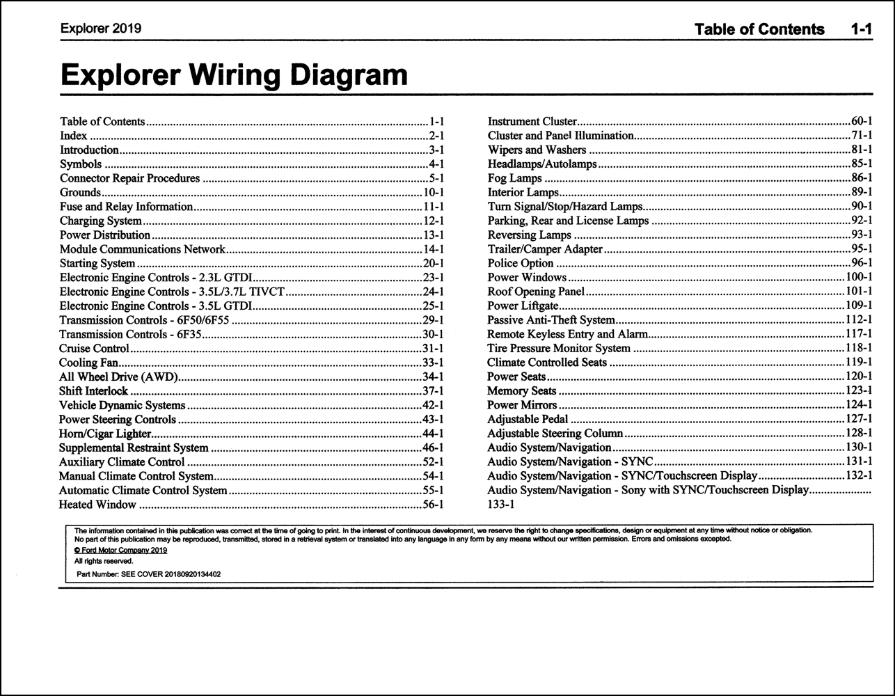 2019 Ford Explorer Wiring Diagram Manual Original