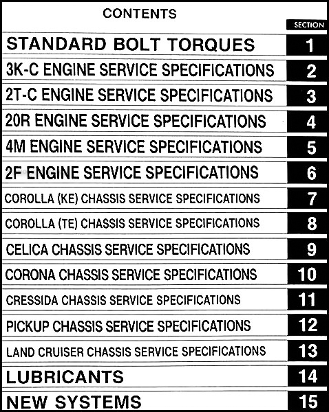 1978 Toyota Pickup Service Specs Manual Original No. 98257 Toyota