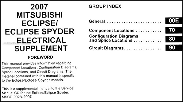 2007 Mitsubishi Eclipse & Spyder Wiring Diagram Manual Original