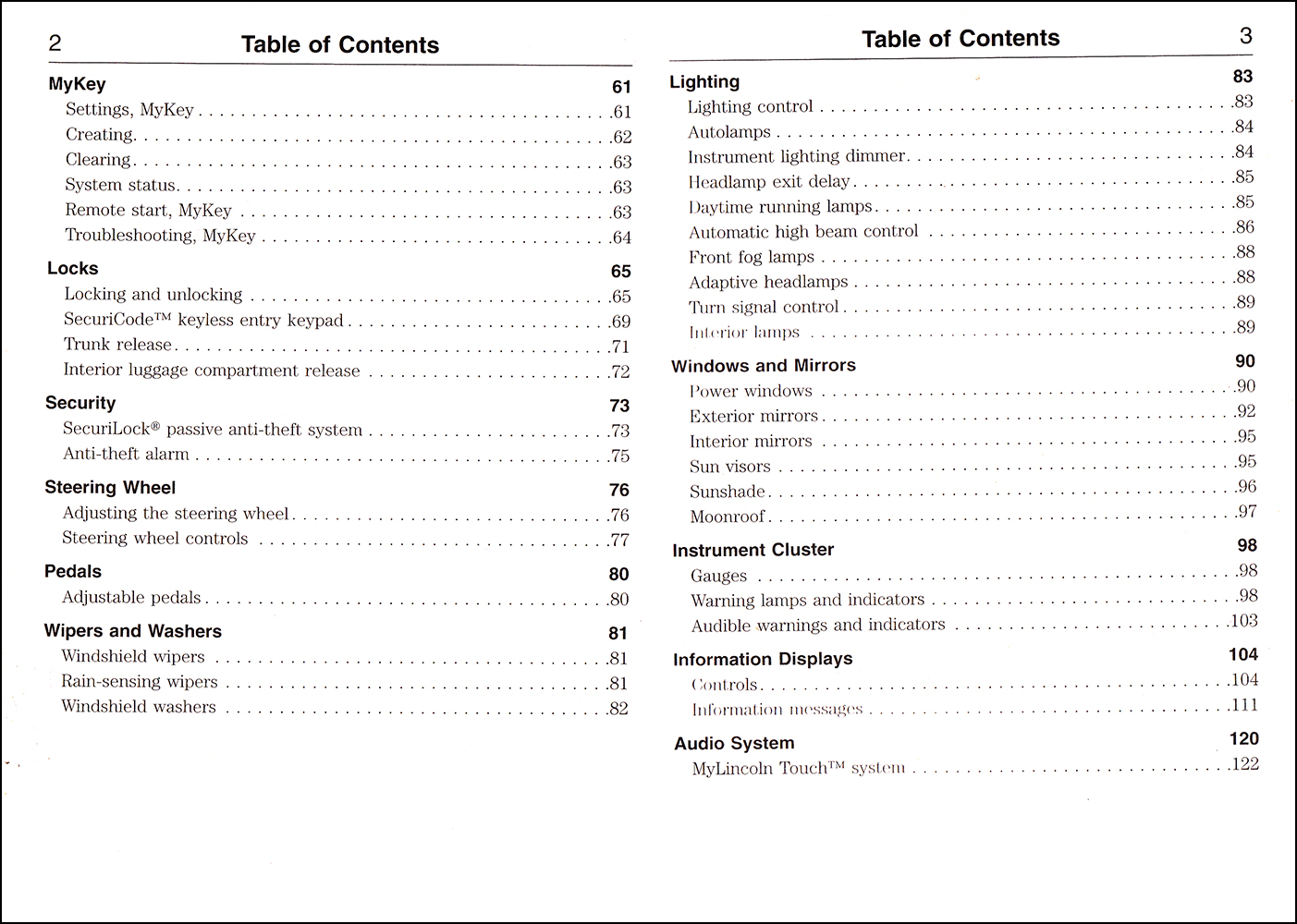 2013 Lincoln MKS Original Owner's Manual