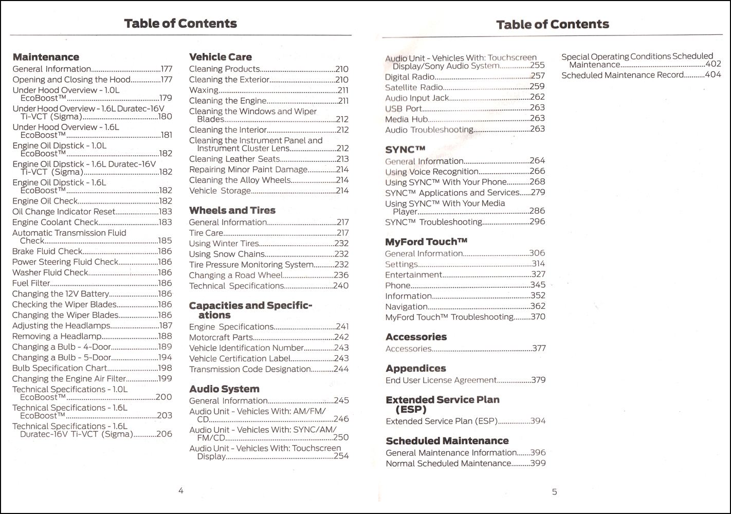 2015 Ford Fiesta Owner's Manual Original