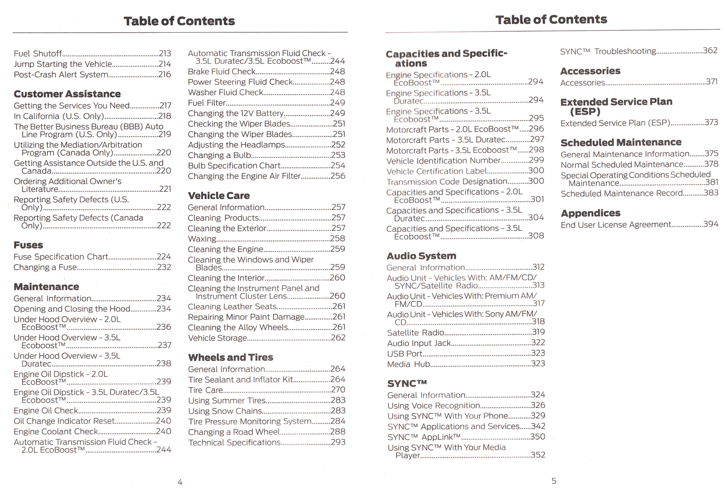 2016 Ford Taurus Owner's Manual Original