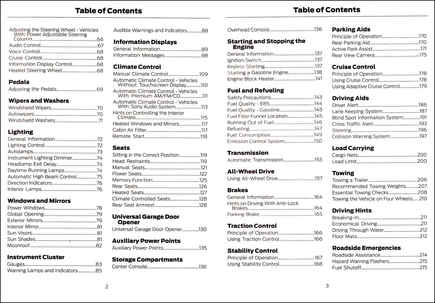 2017 Ford Taurus Owner's Manual Original