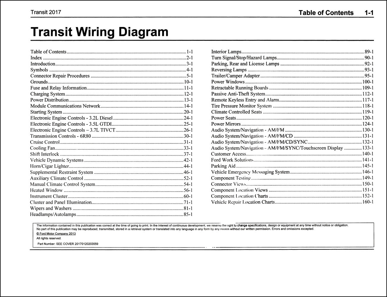 2017 Ford Transit Wiring Diagram Manual Original