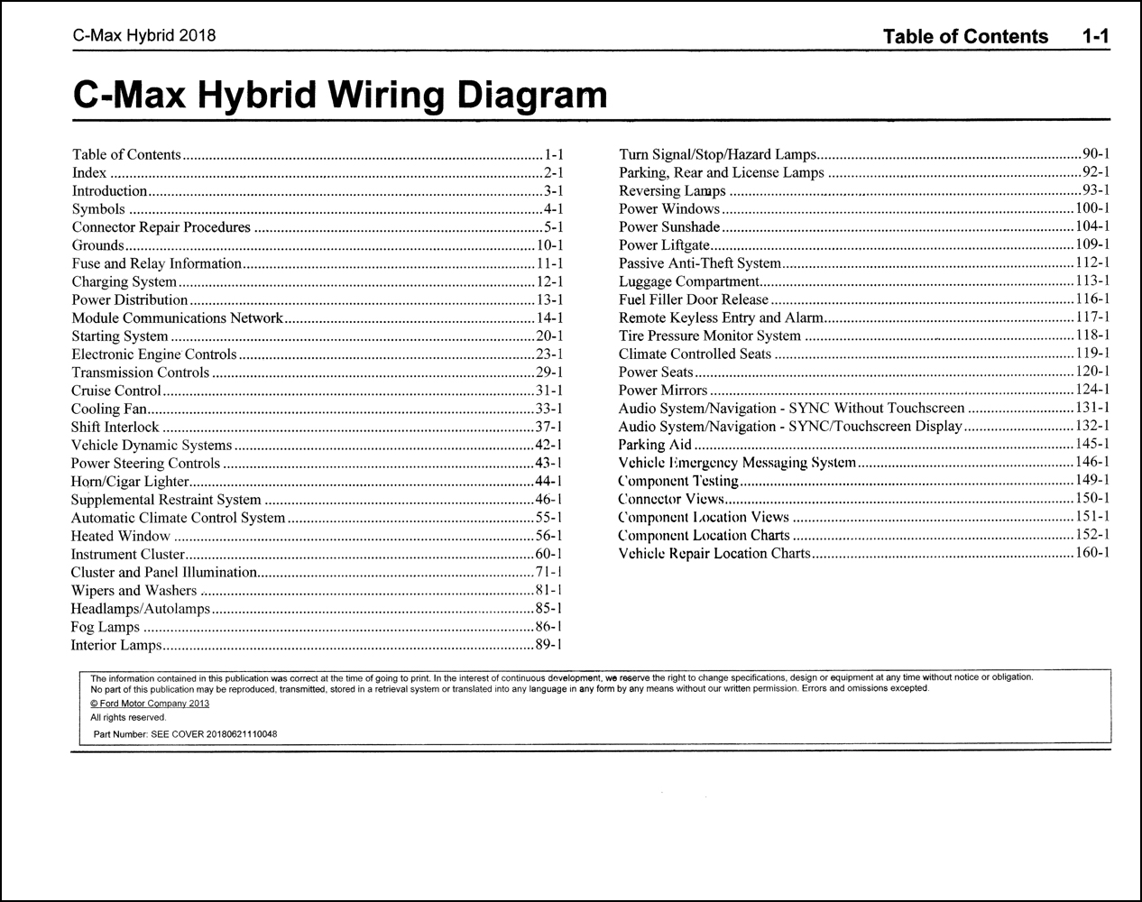 2018 Ford CMAX Wiring Diagram Manual Original