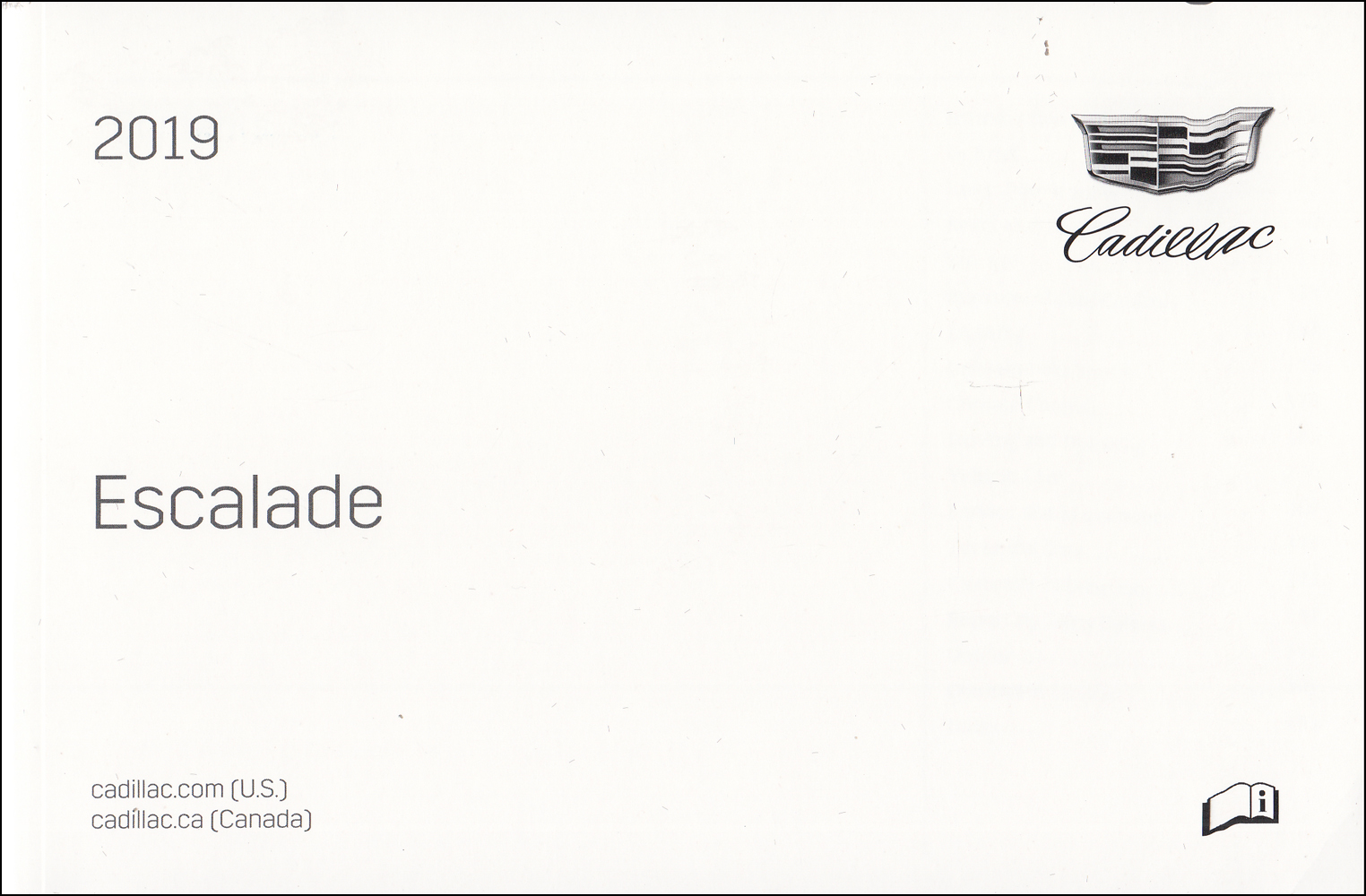 2019 Cadillac Escalade Owner's Manual Original